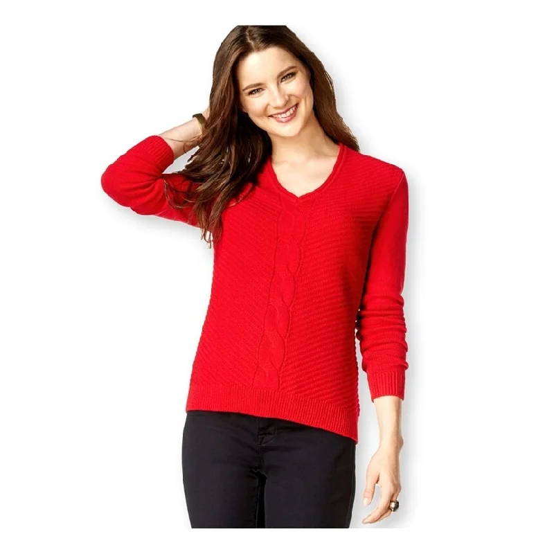 American Living Womens Solid Knit Pullover Sweater, Red, XX-Large