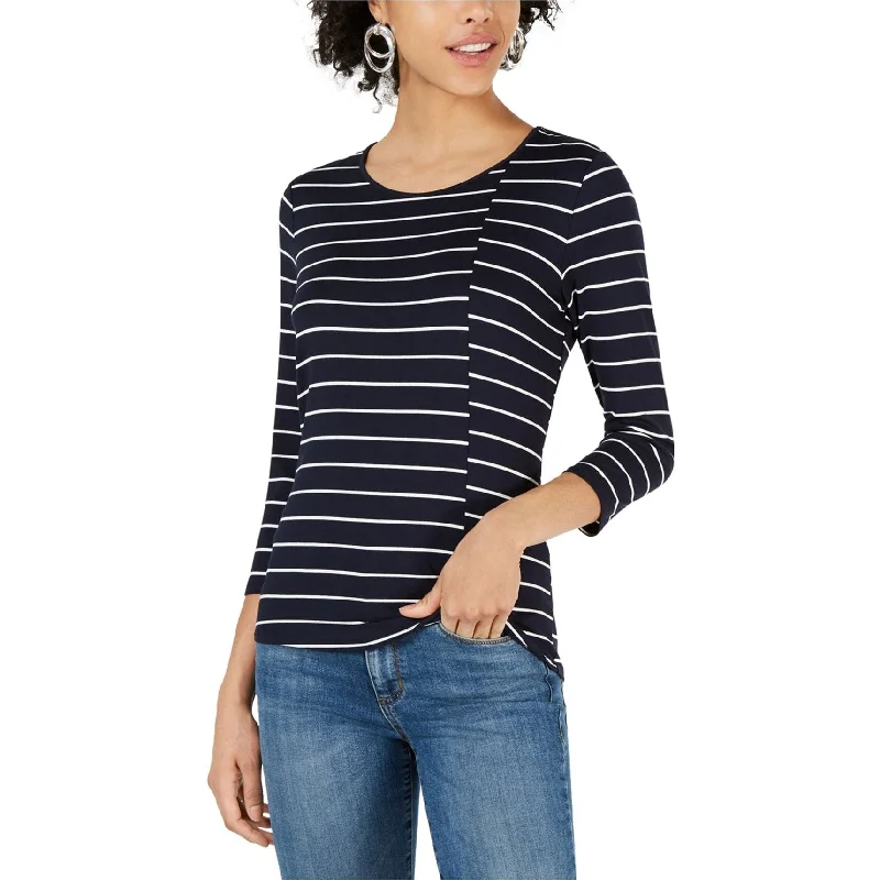 Vince Camuto Womens Striped Pullover Blouse, Blue, Small