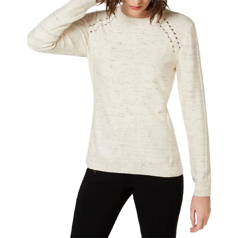 I-N-C Womens Lace Up Pullover Sweater, Off-White, XX-Large