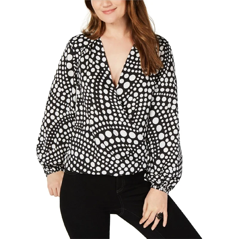 I-N-C Womens Dotted Wave Pullover Blouse, Black, Large