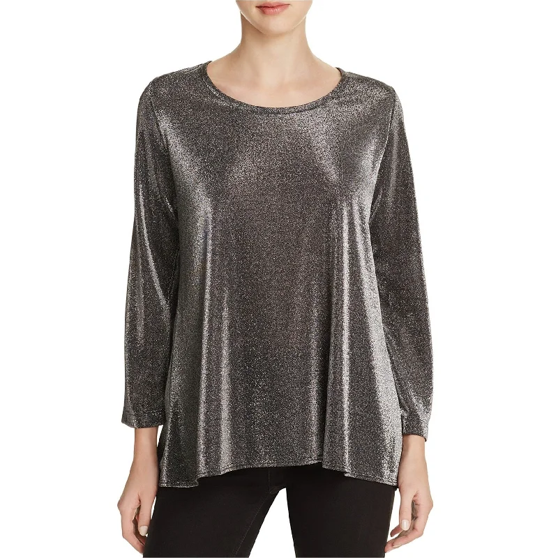 Nally & Millie Womens Metallic Pullover Blouse, Metallic, X-Small