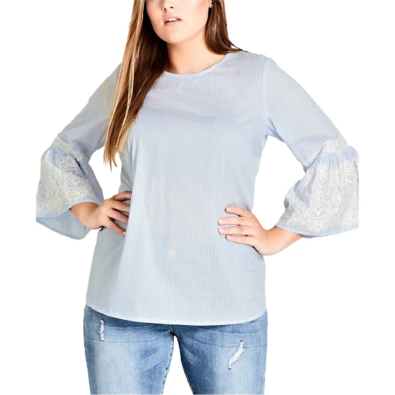 City Chic Womens Delicate Stripe Pullover Blouse