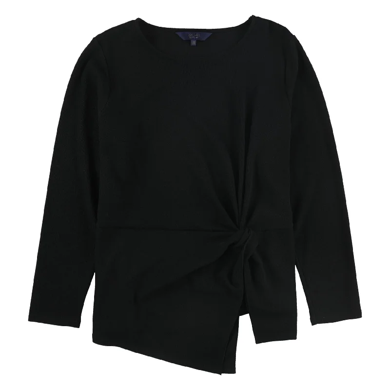 Rachel Roy Womens Front Knot Pullover Blouse, Black, 1X