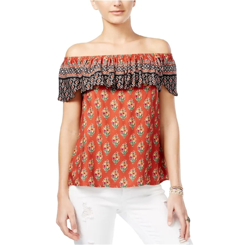 American Rag Womens Printed Off-The-Shoulder Pullover Blouse