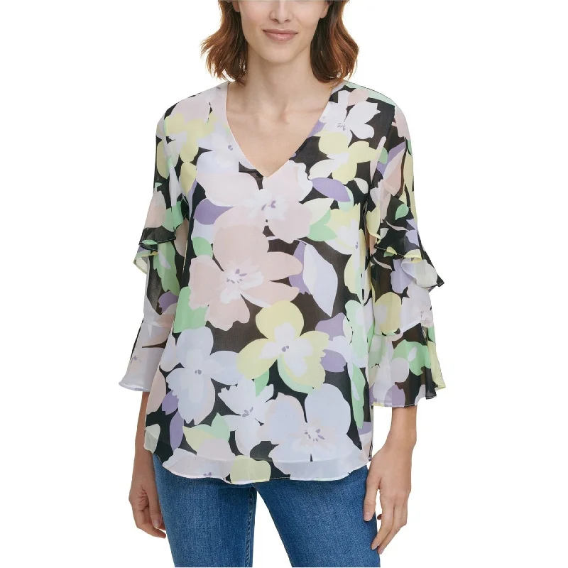 Calvin Klein Womens Floral Pullover Blouse