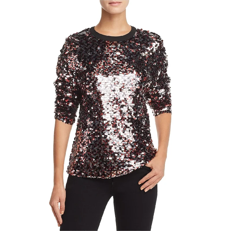 McQ Womens Sequined Pullover Blouse, Pink, 8