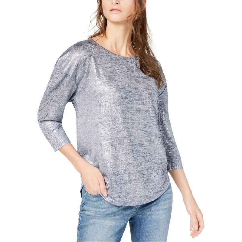 I-N-C Womens Foil Shine Pullover Blouse