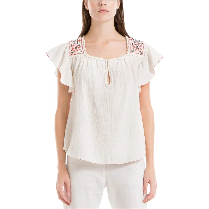 Max Studio London Womens Embroidered Pullover Blouse