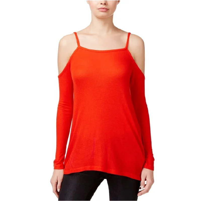 Kensie Womens Cold-Shoulder Pullover Blouse, Red, Small