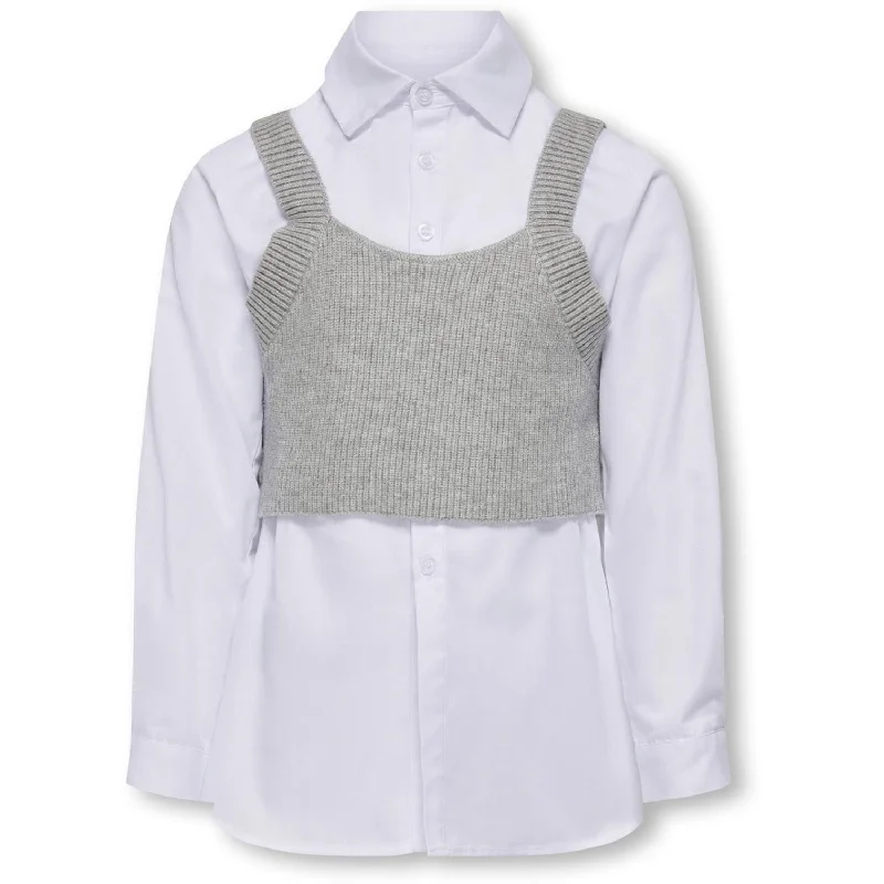 kids ONLY Cloud Dancer Zoe 2 Piece Shirt With Knit Vest