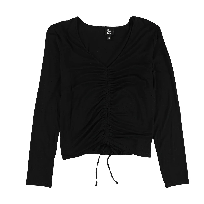 bar III Womens Drawstring Pullover Blouse, Black, Large