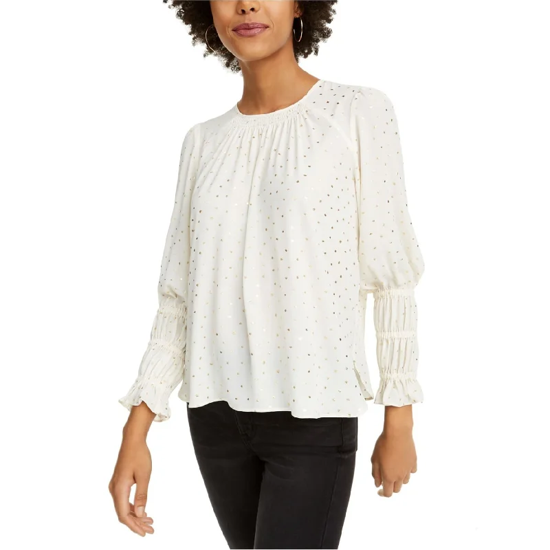 Current Air Womens Dot Pullover Blouse, Off-White, Medium