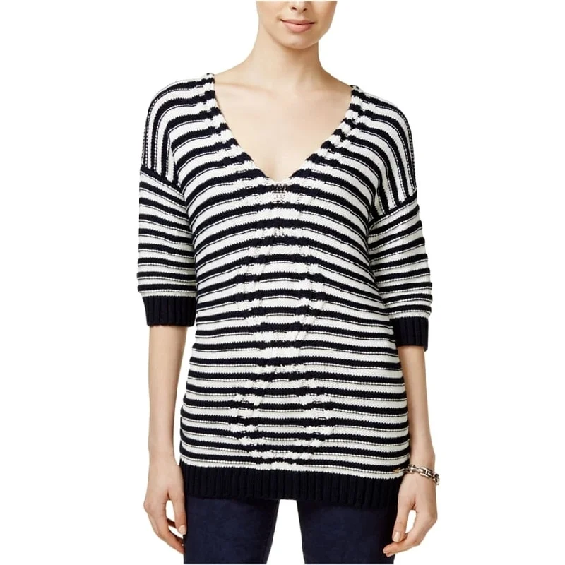 Tommy Hilfiger Womens Striped Cable Pullover Sweater, Blue, XX-Large