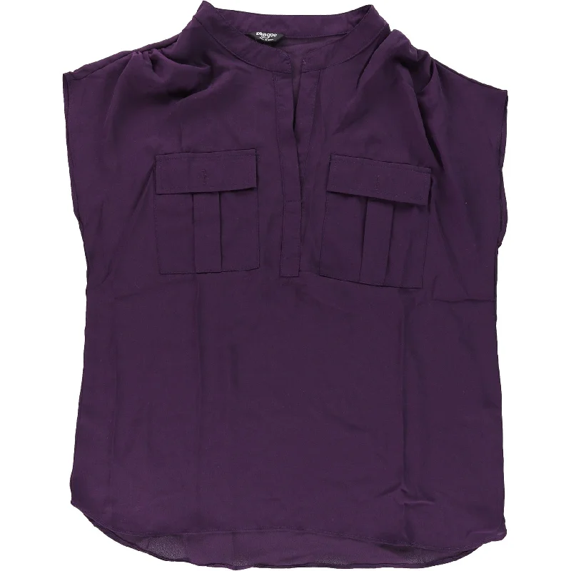 zeagoo Womens Double Pocket Pullover Blouse, Purple, Medium