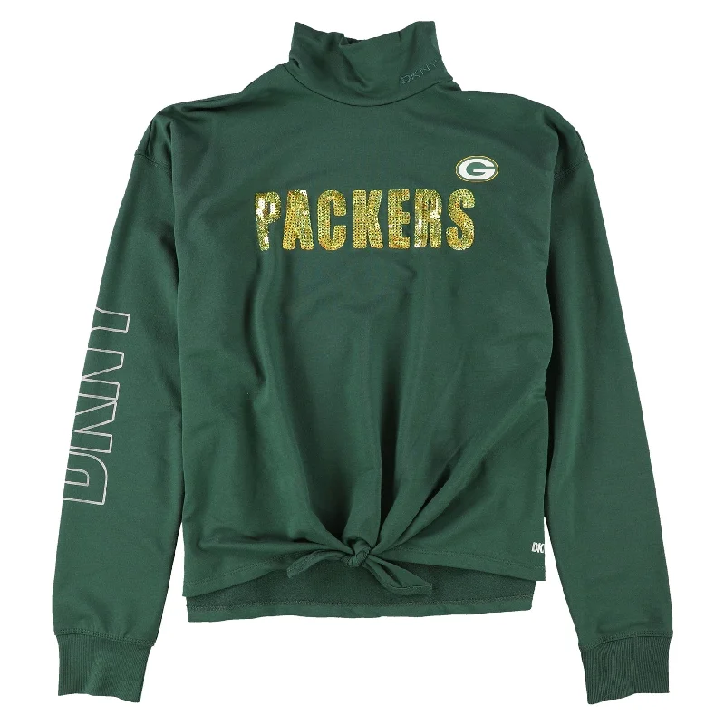 DKNY Womens Green Bay Packers Pullover Blouse, Green, Small