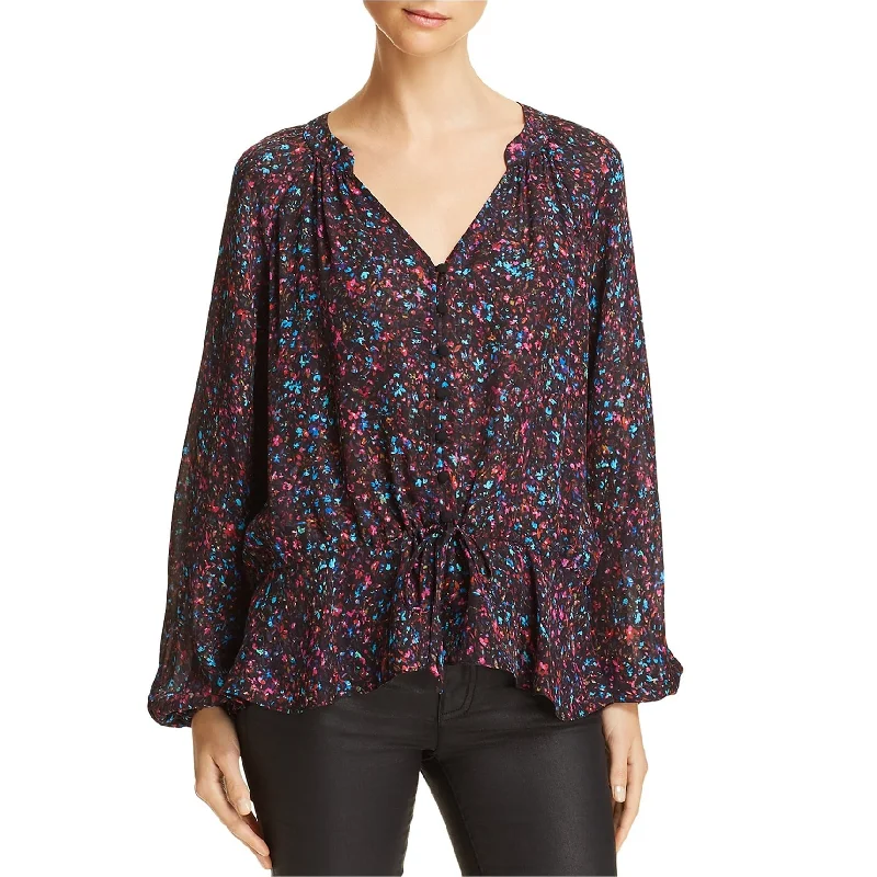 Parker Womens Floral Pullover Blouse, Black, Small