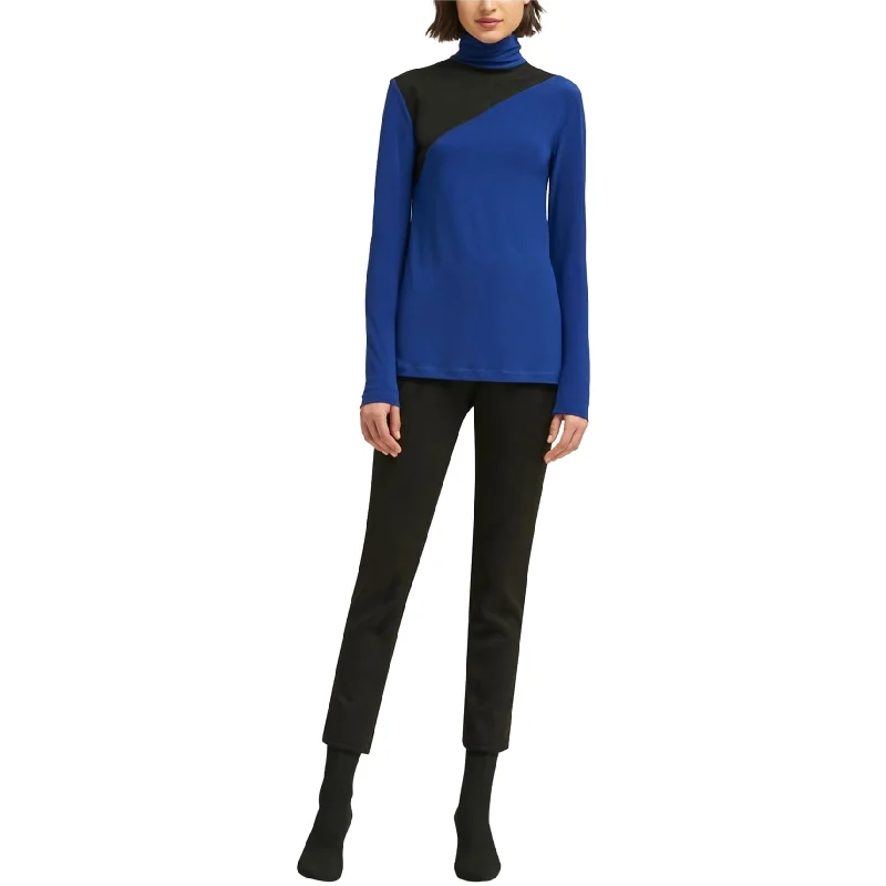 Dkny Womens Colorblock Turtleneck Pullover Blouse