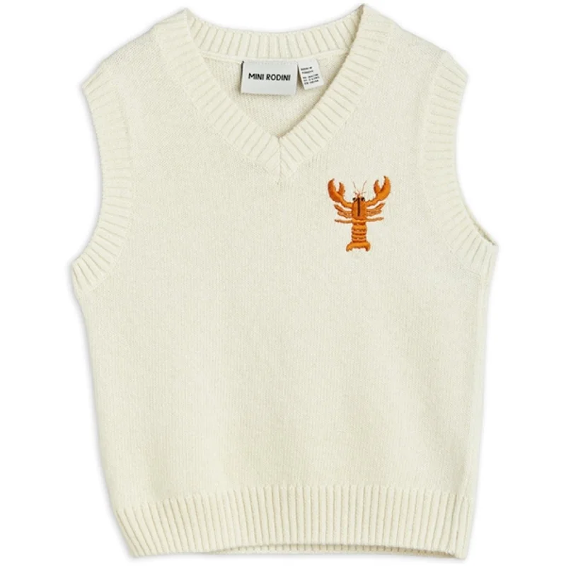 Mini Rodini Lobster Knitted Slipover Vest White