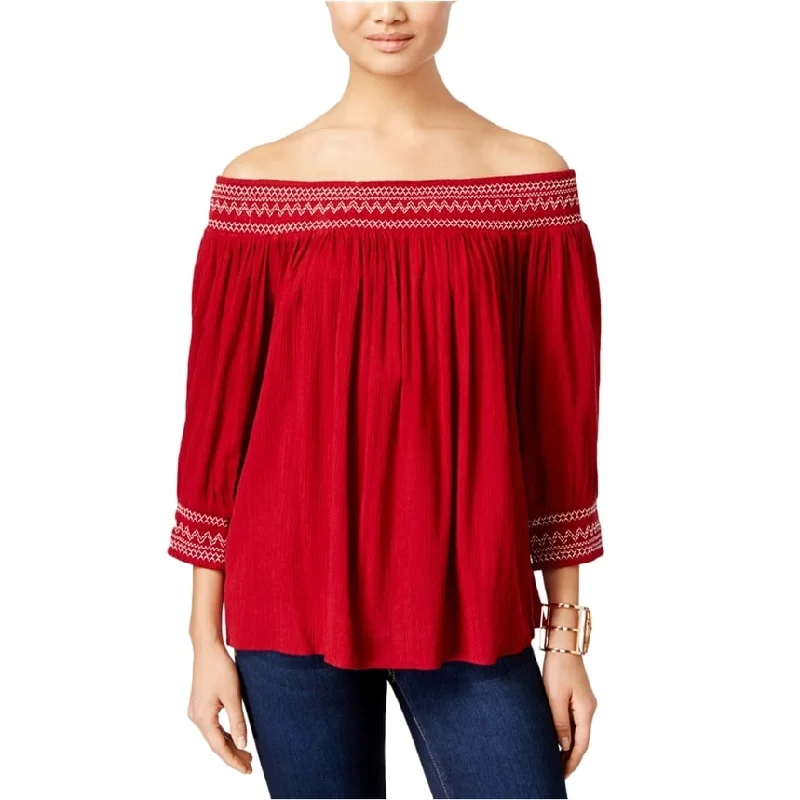 I-N-C Womens Off The Shoulder Pullover Blouse, Red, X-Large