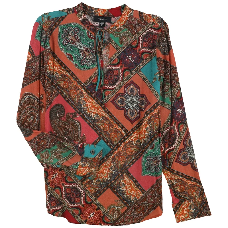 Karen Kane Womens Tile Print Pullover Blouse