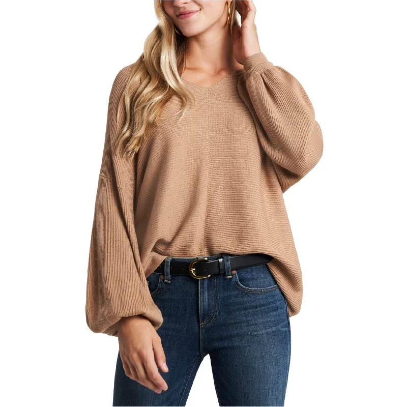 1.STATE Womens Blouson Sleeve Pullover Sweater, Brown, 3X