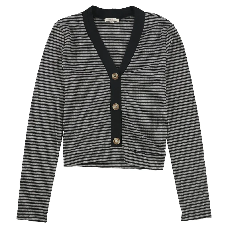 Ultra Flirt Womens Striped Pullover Blouse, Black, X-Large