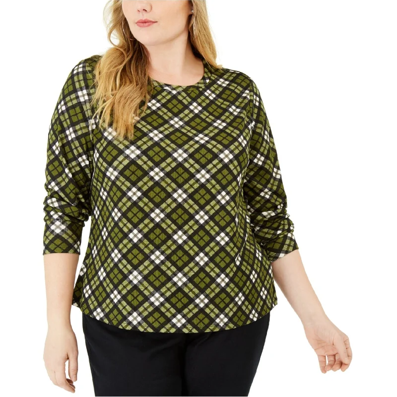 Michael Kors Womens Plaid Pullover Blouse