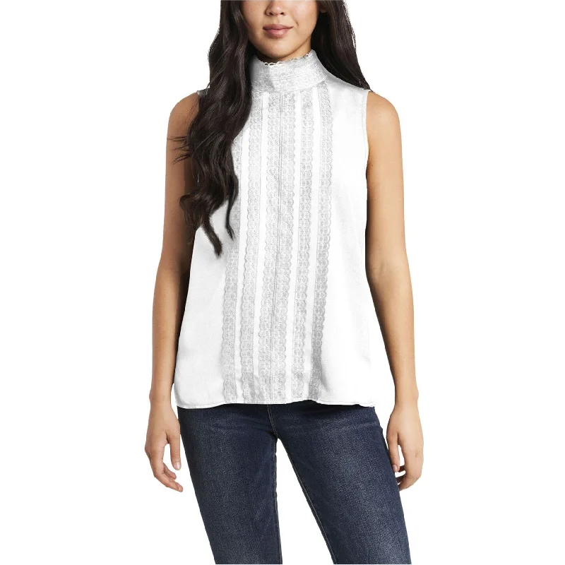 Vince Camuto Womens Lace Detail Pullover Blouse, Off-White, XX-Small