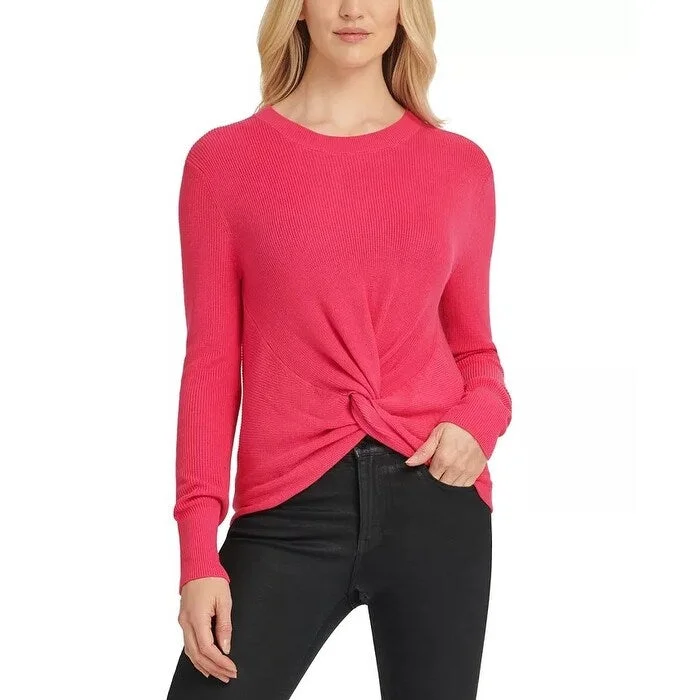 DKNY Women's Twist-Hem Sweater Pink Size Large