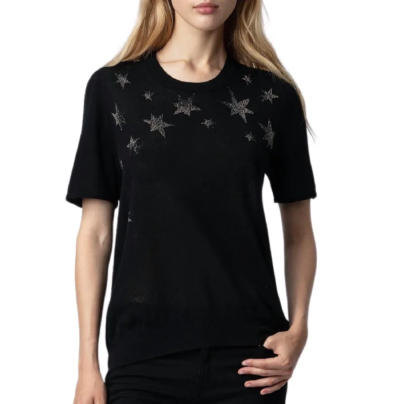 Ida Stars Strass Cashmere Sweater In Sugar