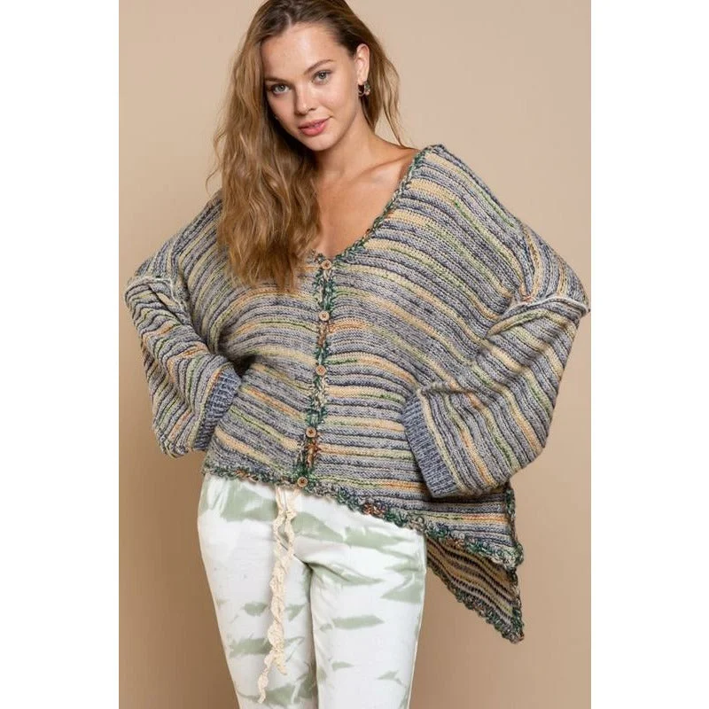 Palms Spring Stripe Sweater Cardigan