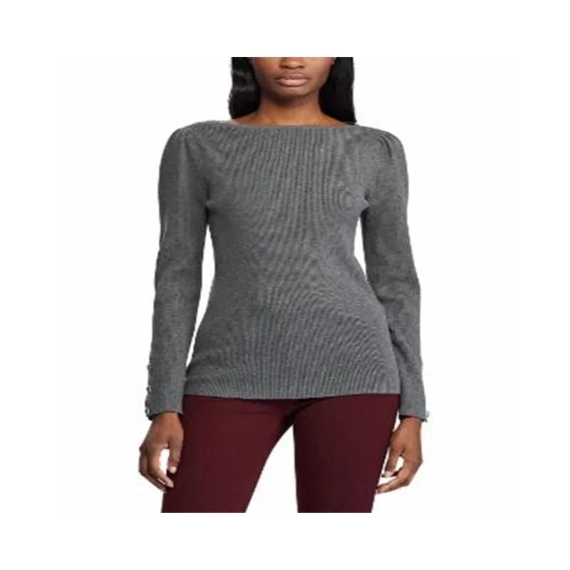 Ralph Lauren Women's Puff Sleeve Boatneck Sweater Gray Size XX-Large