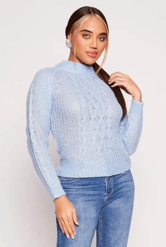 Cable Knit Mock Neck Sweater