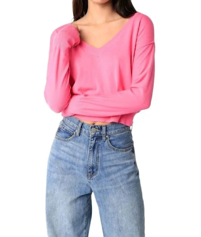 Loren Sweater In Hot Pink