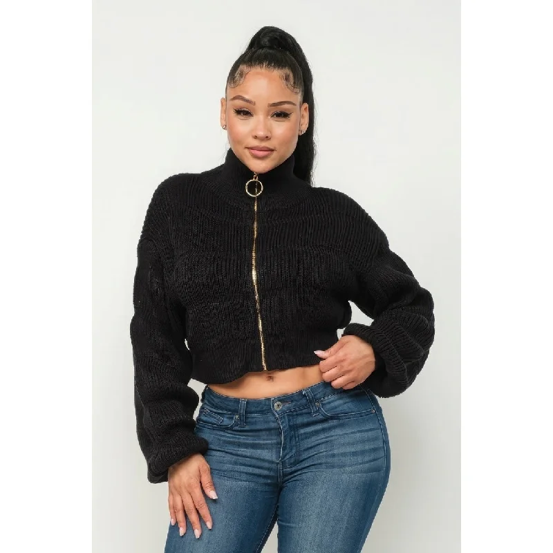 Michelin Sweater Top with Front Zipper