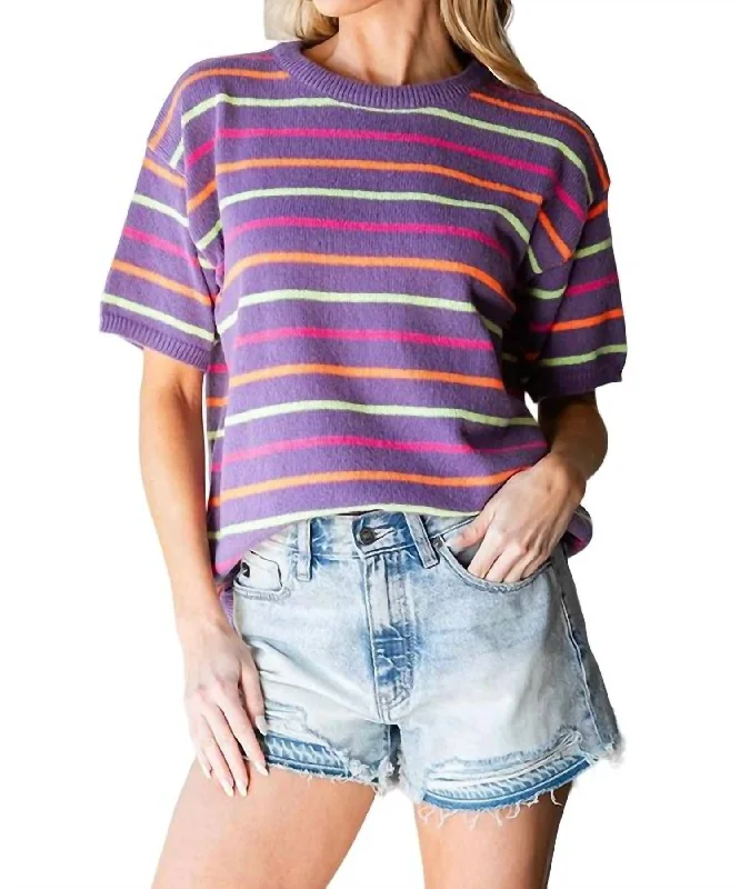 Striped Knitted Sweater In Multi