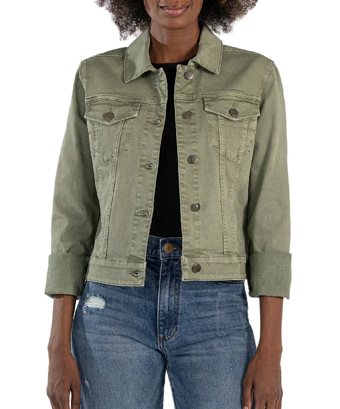 Julia Denim Trucker Jacket In Celery