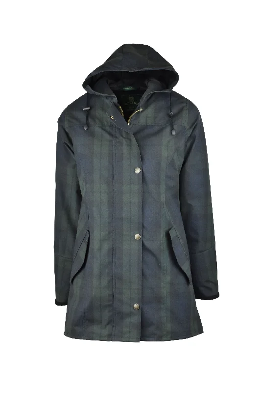 W39 - Ladies Hooded Tartan Washwax Katrina - BLACKWATCH