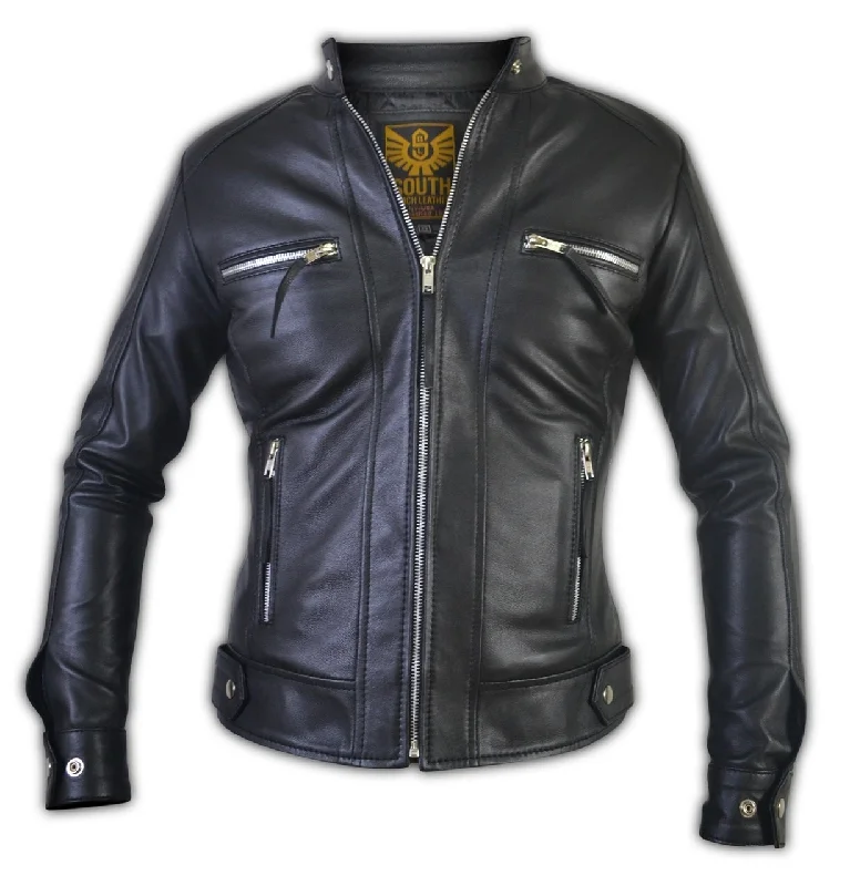 Women Black Biker Slim Fit Leather Jacket