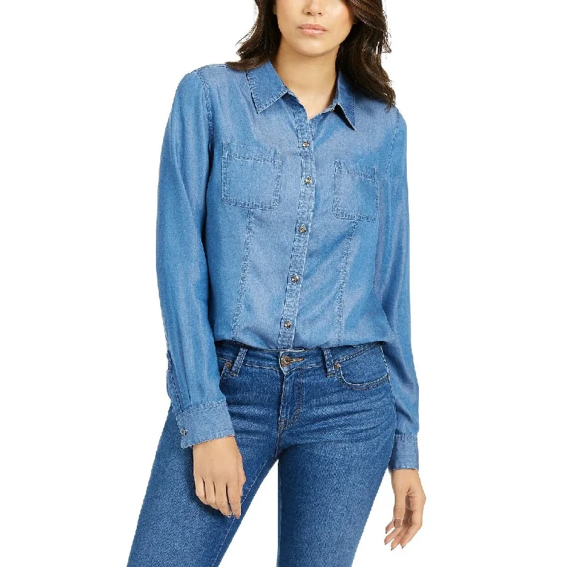 Charter Club Women's Chambray Shirt Blue Size Extra Large