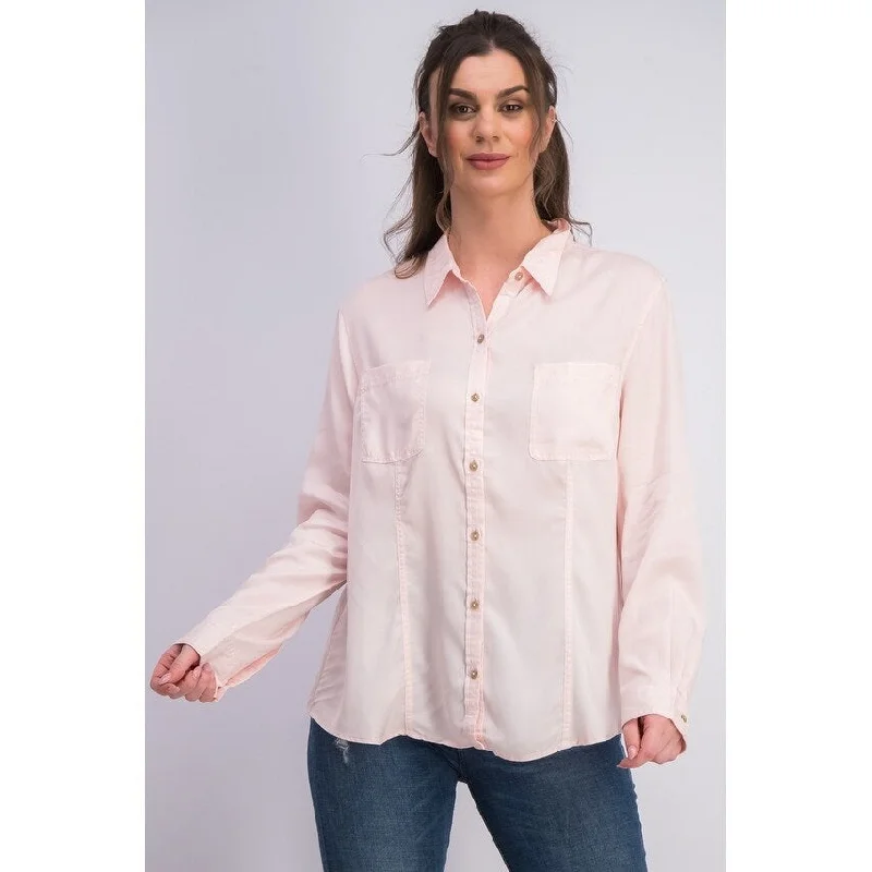 Charter Club Women's Solid Corduroy Shirt Pink Size Medium