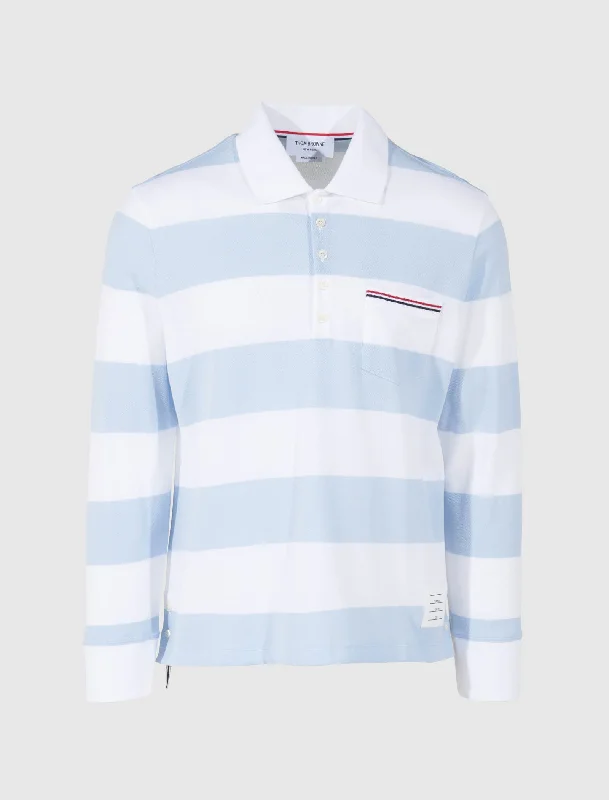 STRIPED POCKET LONG SLEEVE RUGBY SHIRT