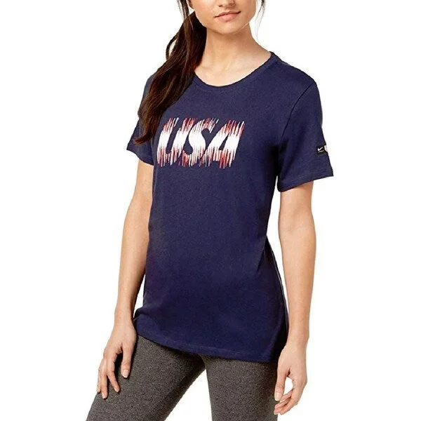 Nike Women's Graphic T Shirt USA Midnight Navy Size Medium - Blue