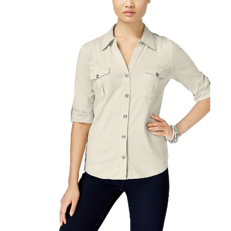 Style & Co Women's Utility Shirt Stonewall Size Extra Small - Grey - X-Small