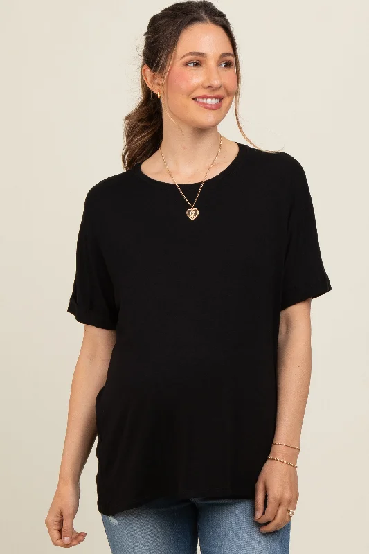 Black Relaxed Fit Maternity T-Shirt