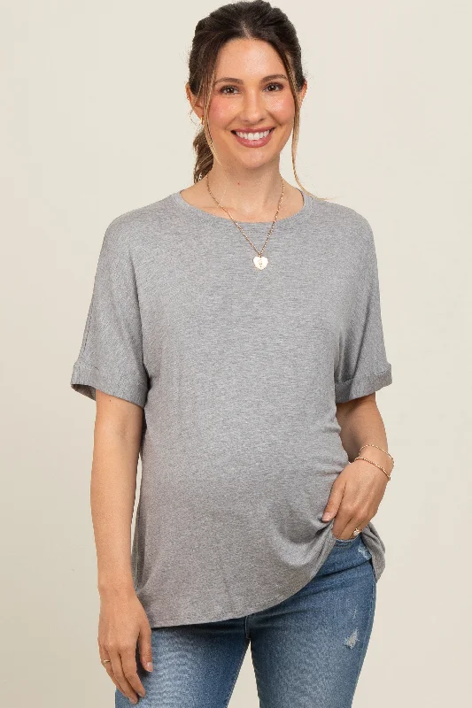 Heather Grey Relaxed Fit Maternity T-Shirt