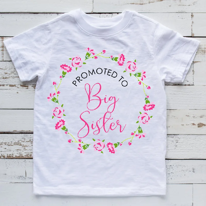 Promoted To Big Sister White Floral T-Shirt (MRK X)