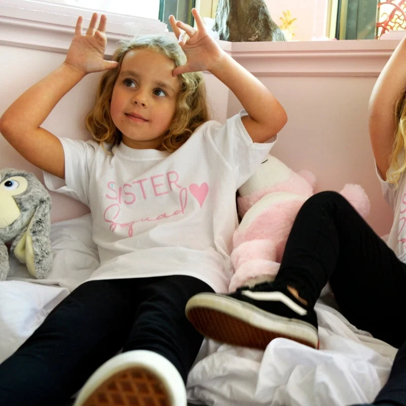 Sister Squad Heart Matching White T-Shirts