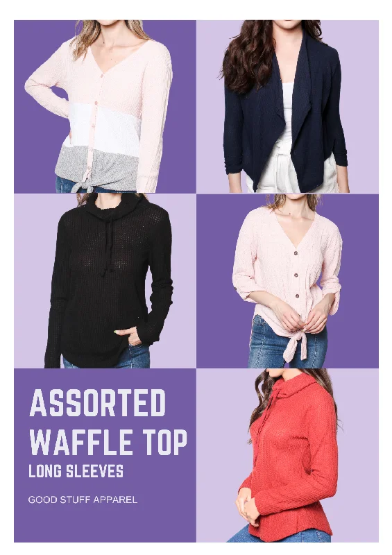 Women's Assorted Long Sleeve Waffle Top