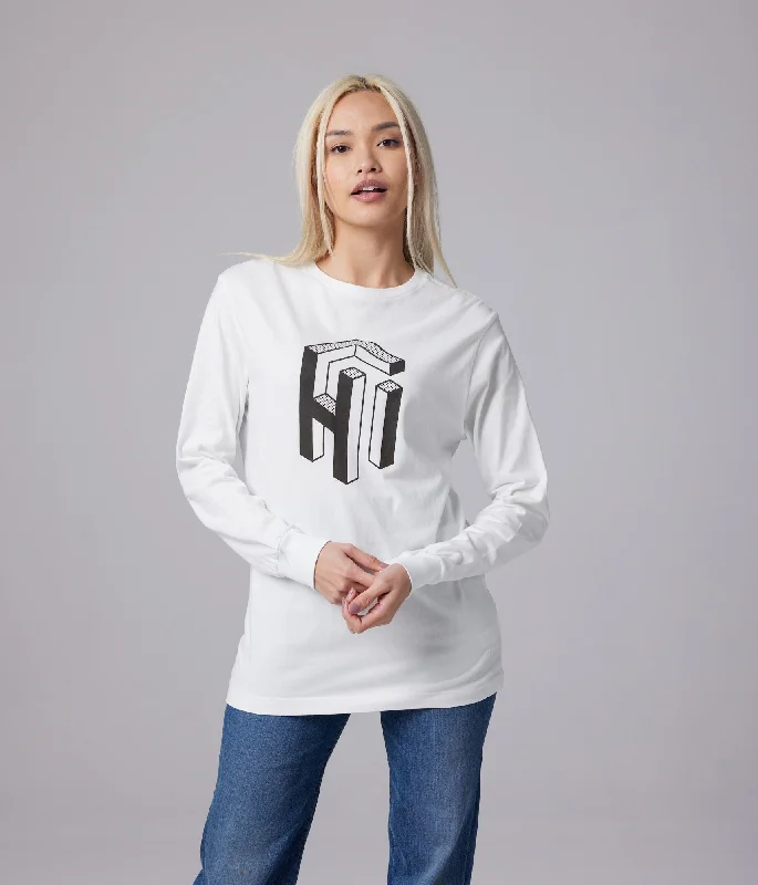 Hi Long Sleeve Unisex Tee - White